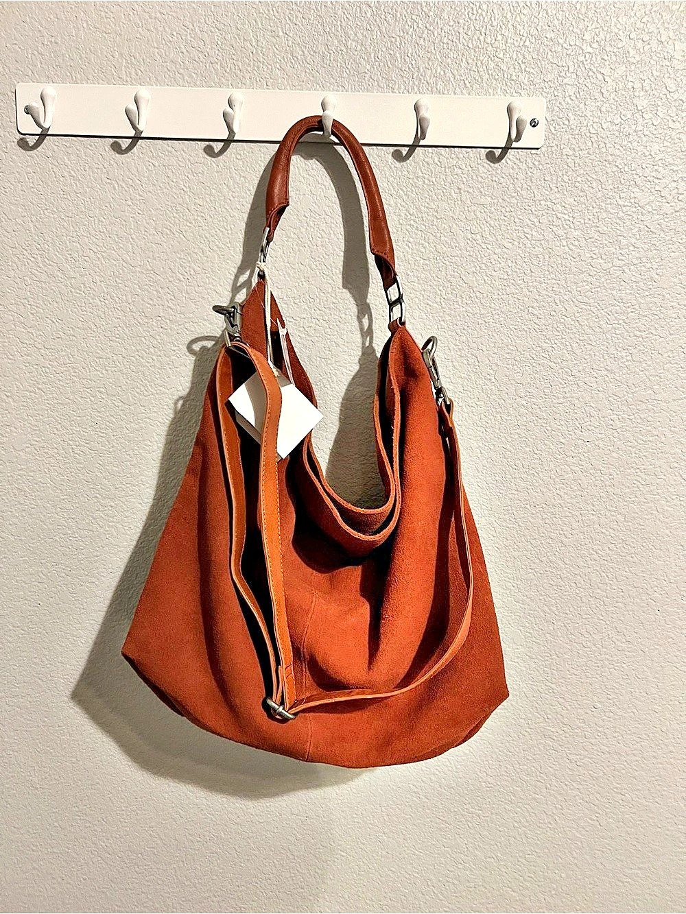 Free People Suzy Suede Large Tote Bag Brown NWT - Picture 4 of 8